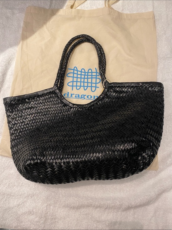 Dragon Diffusion Handbags - Dragon Diffusion Black Woven Tote Bag